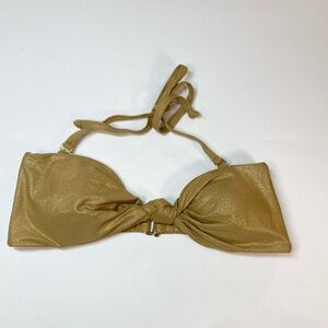 Good American Gold Shimmer Bikini Top
